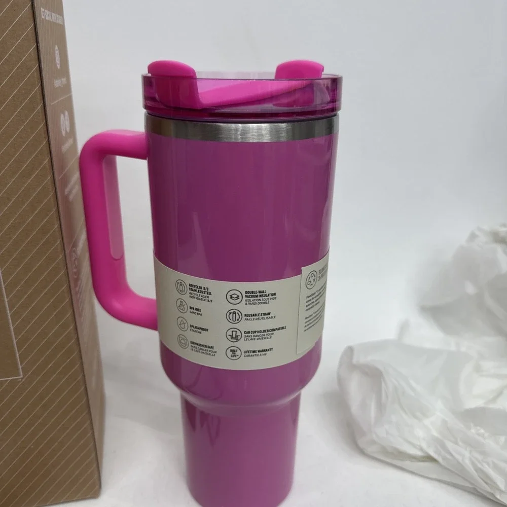 Stanley Starbucks Cherry Blossom Pink 40 oz The Flow State Tumbler Quencher New - Picture 6 of 11